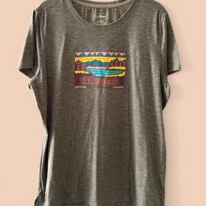 L.L.Bean Heather Gray Women's Tee with Logo Print